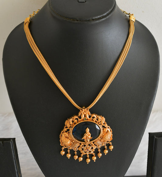 Matte finish big blue oval stone krishna choker/necklace dj-54018