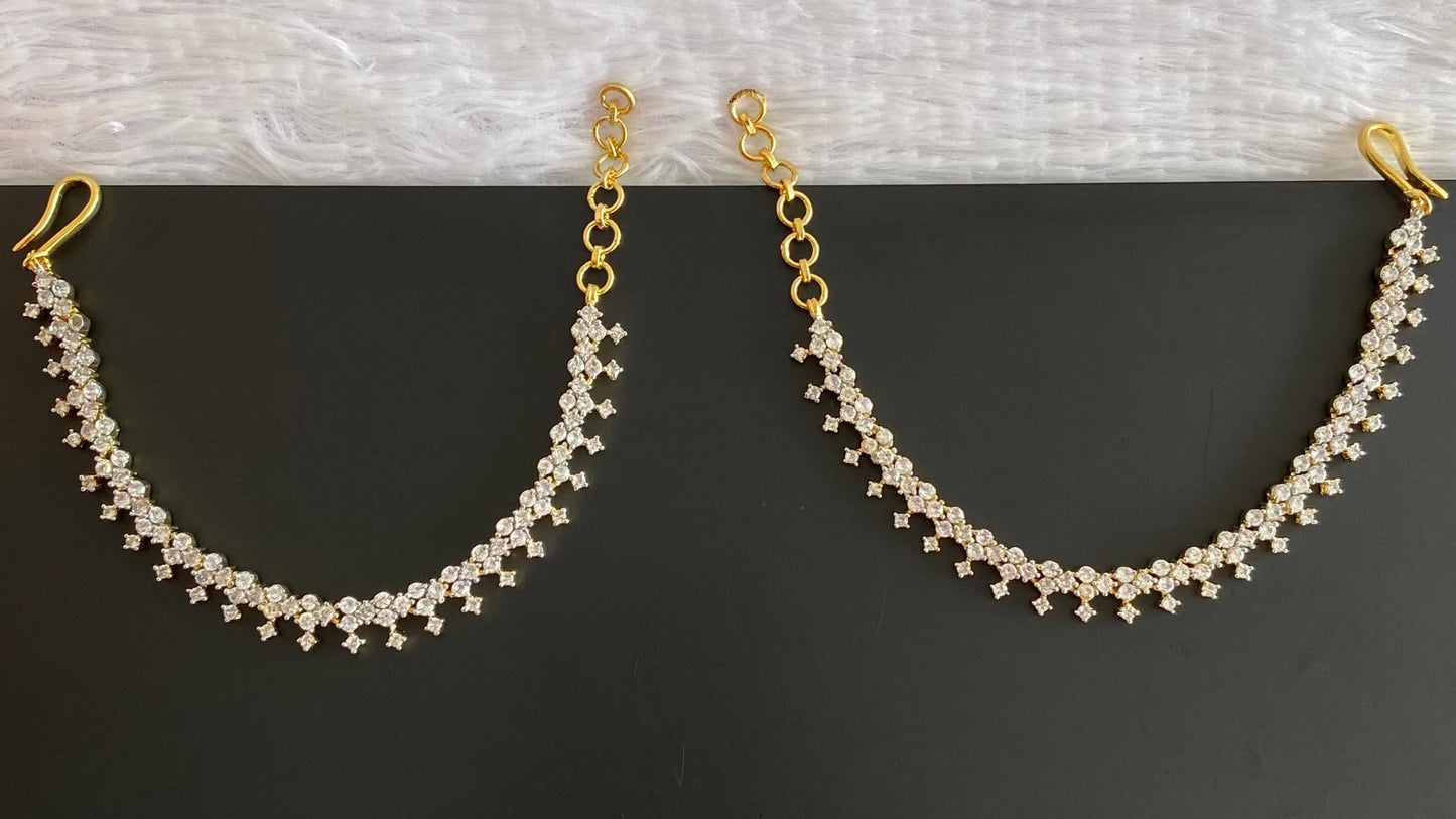 Two tone cz white stone ear side chain dj-54061