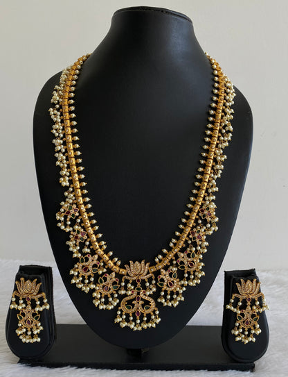 Matte finish Ruby-emerald-white Lotus Gutta pusalu Haar set dj-35763