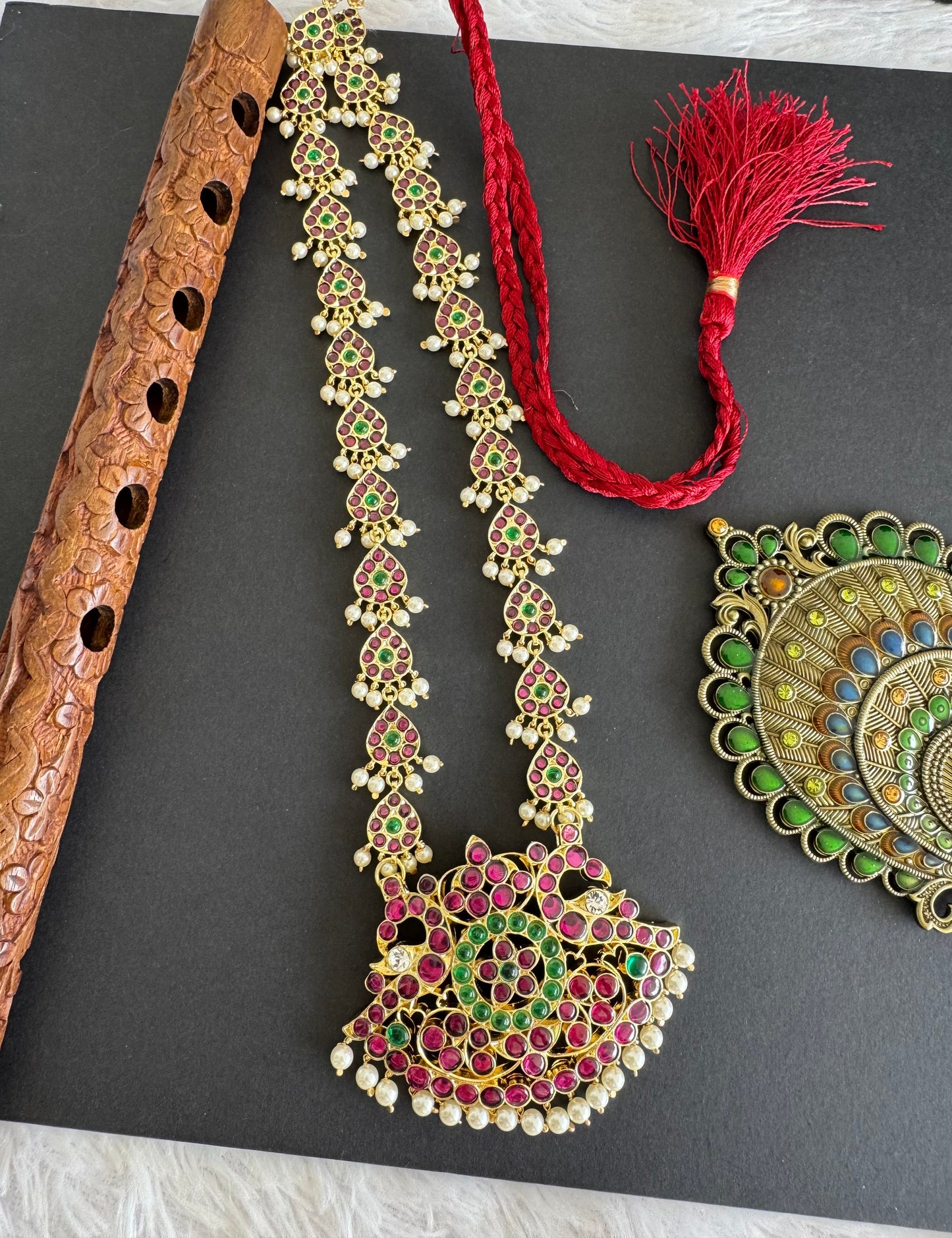 Gold tone precious kemp pearl peacock haar Dj-52304