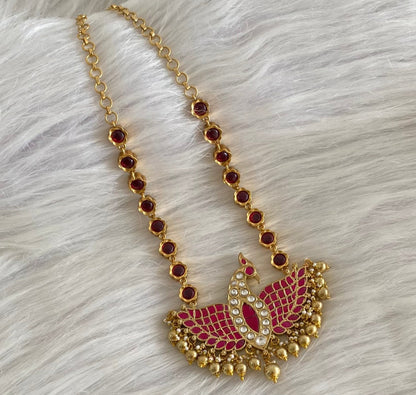 Antique gold tone reversible kundan jadau mayapakshi pendent necklace dj-54170