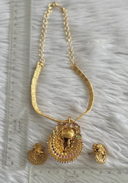 Matte finish kemp-green-white krishna necklace set dj-51107