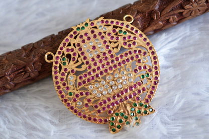 Gold tone AD pink-green shiva lingam pendant dj-52417