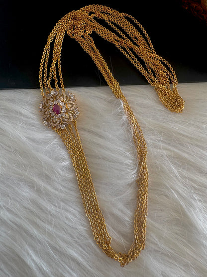 Matte finish cz kemp flower mugappu chandra haar dj-51241