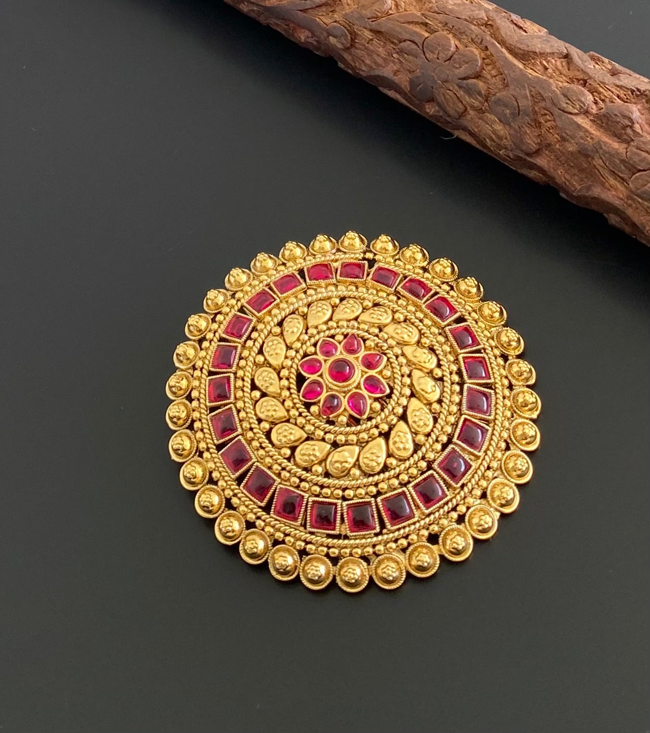 Antique gold tone kemp round hair jewel (rakodi) dj-53634