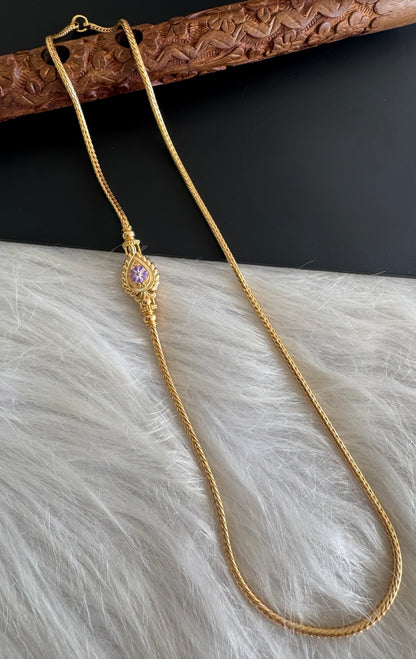 Gold tone 22 inches pink-purple meenakari reversible mugappu chain dj-51267