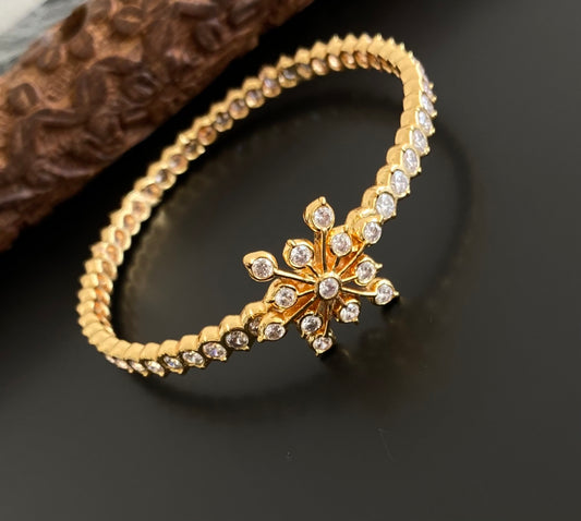 Gold tone AD white stone diamond look alike bangle/kada(2.8) Dj-53912
