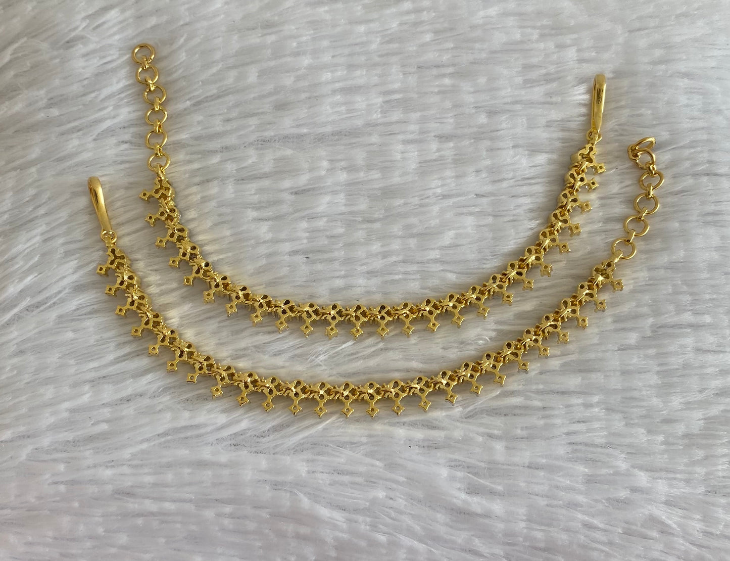 Two tone cz white stone ear side chain dj-54061