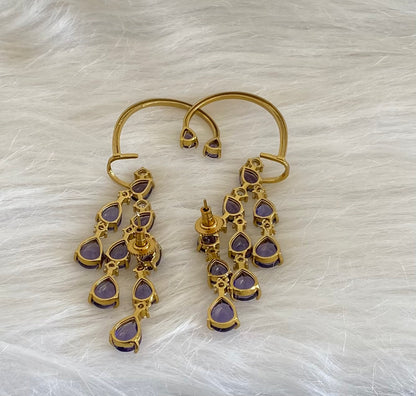 Antique gold tone purple-white stone khanpool earrings dj-54651