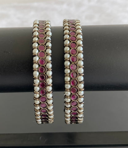Black finish precious kemp pearl bangles(2.4) dj-53249