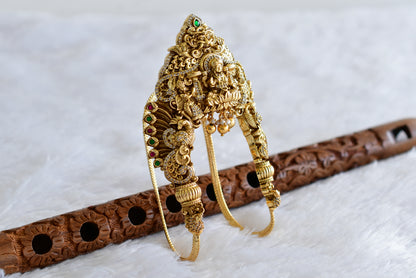 Antique gold tone cz pink-green jadau lakshmi peacock nakshi vanki/bajuband dj-51967