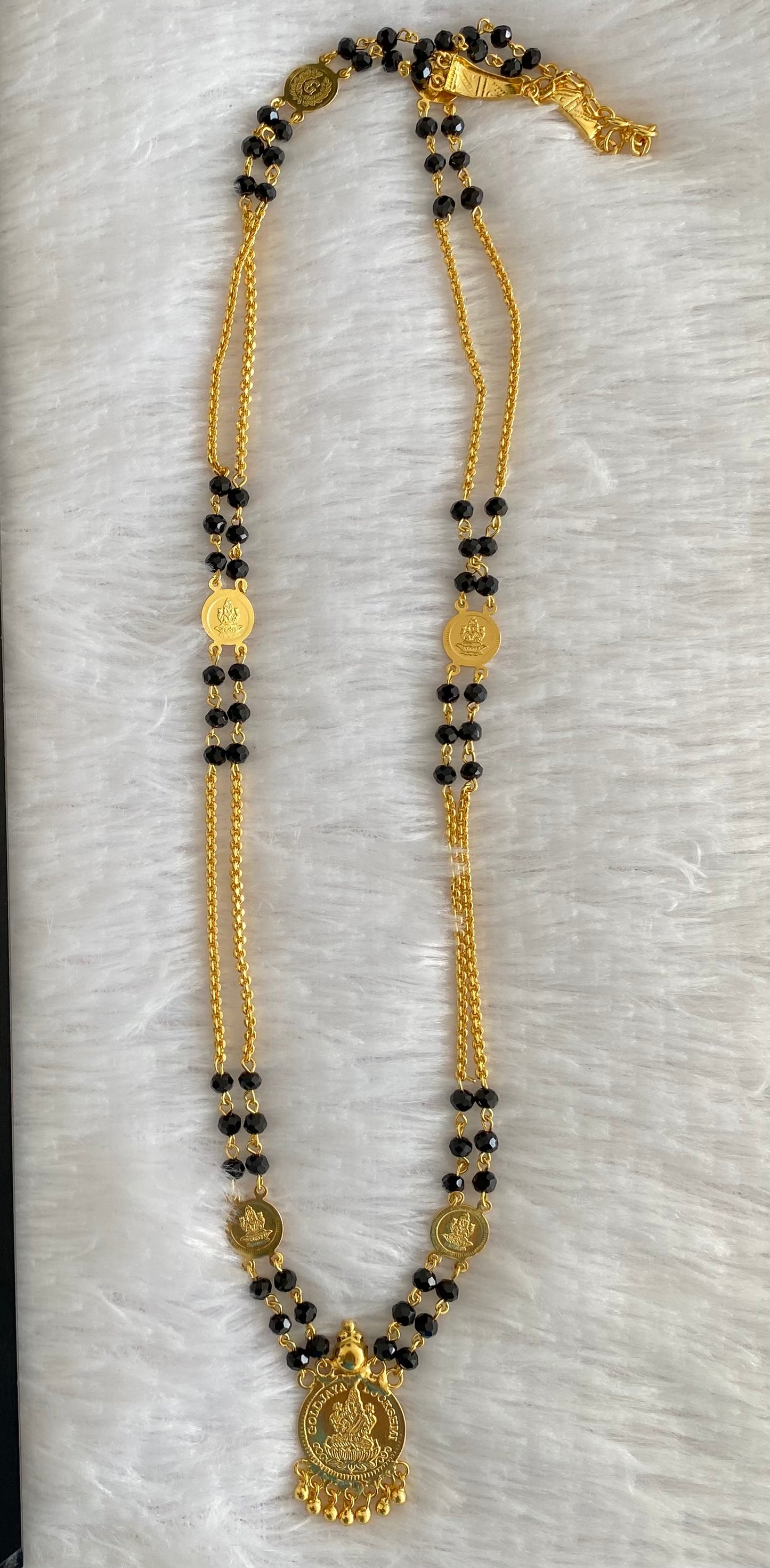 Gold tone lakshmi coin with karimani chain dj-53144