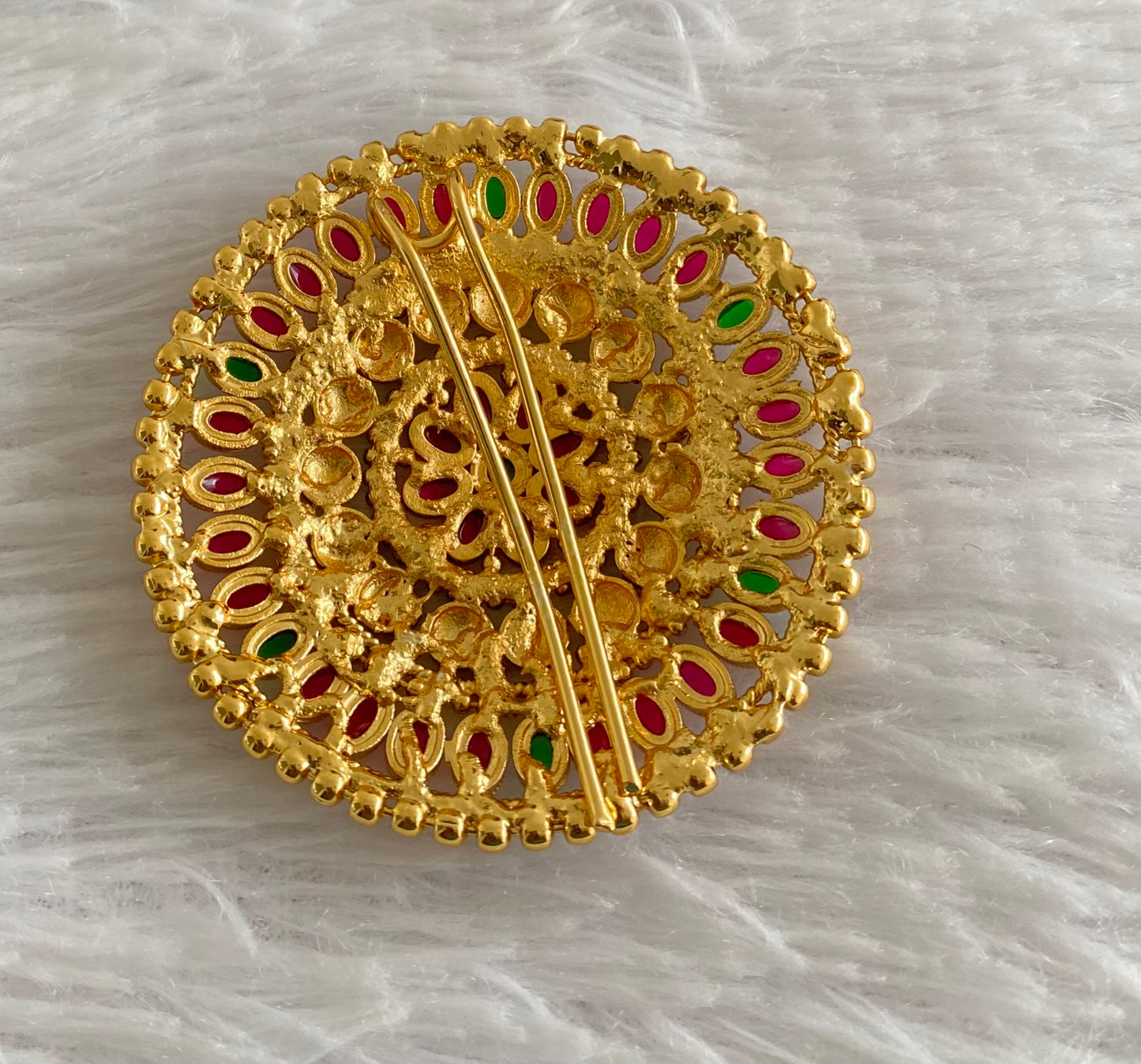 Antique gold tone kemp-green round hair jewel(rakodi)dj-53613