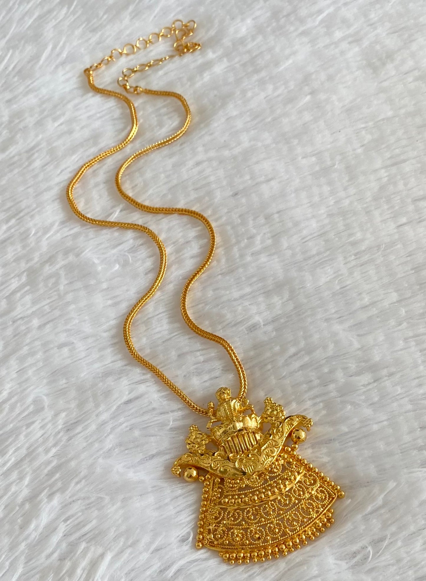 Gold tone 24 inches chain with lakshmi pendant dj-54361