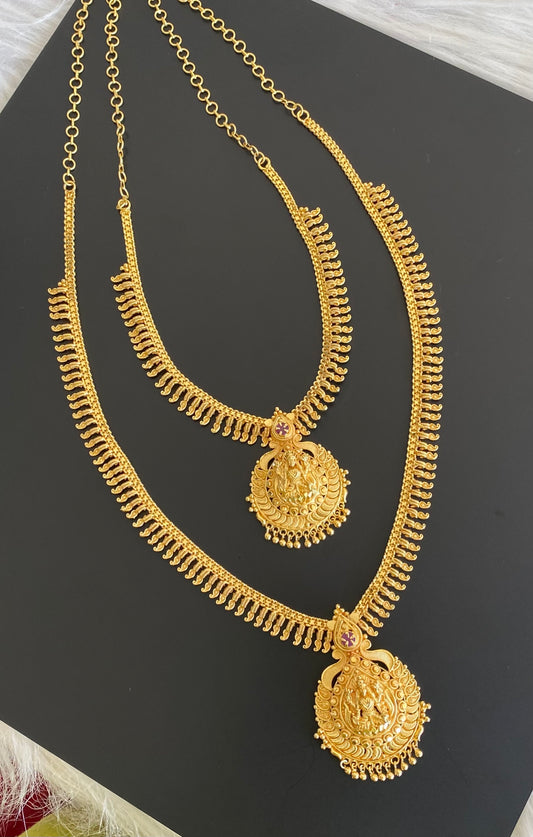 Gold tone ruby stone lakshmi mango combo set dj-54289