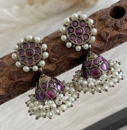 Black finish precious kemp pearl jhumkka dj-53945