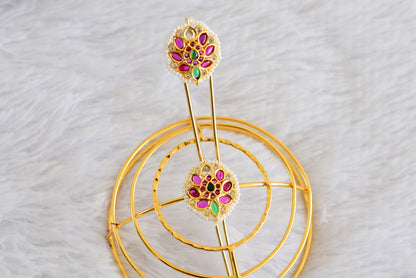 Gold tone kemp-green bun cage-hair accessory with stick Dj-52334