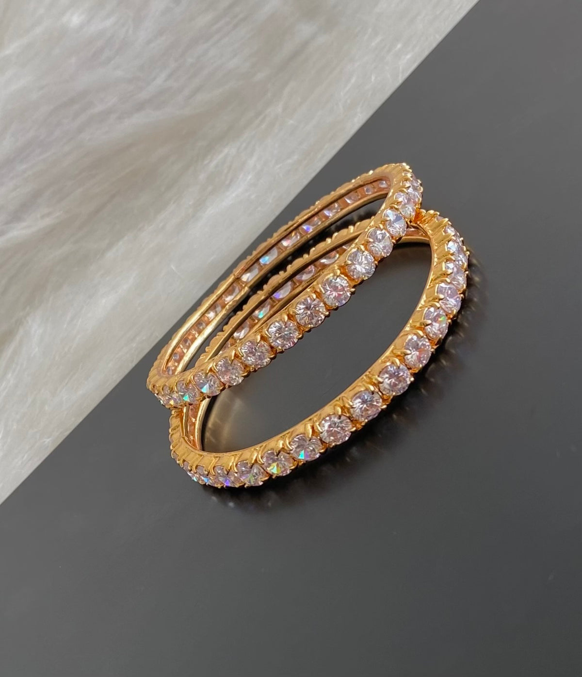 Gold tone diamond look bangles(2.10) Dj-54817