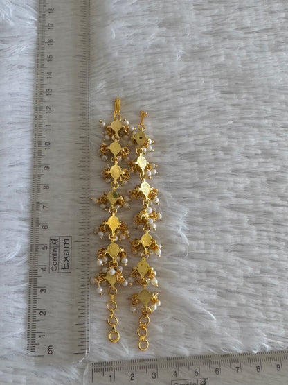 Gold tone pink kundan jadau pearl ear side chain dj-52048