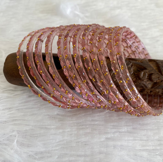 Set of 12 pale pink glass bangles(2.4) dj-52838