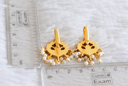 Gold tone pink-green-white kundan jadau bugadi earrings dj-52475