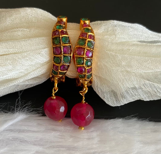 Matte finish ruby-green  hoop eatrrings dj-52939