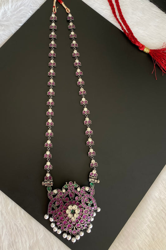 Black finish AD precious kemp-green-white pearl peacock haar Dj-53395