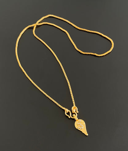 Gold tone 18 inches chain with cz om elakka pendant dj-54392