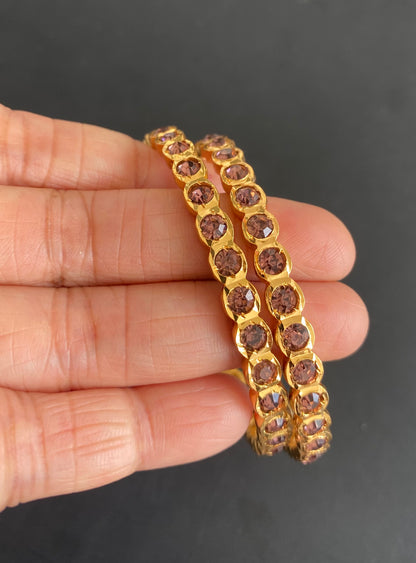 Gold tone South Indian style lavender stone bangles(2.4) dj-51054