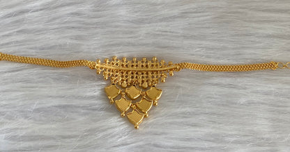 Gold tone kerala style pink-green-white palakka choker necklace dj-54132