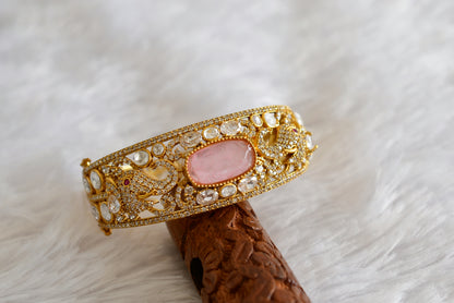 Antique gold tone cz moissanite baby pink elephant kada dj-51772