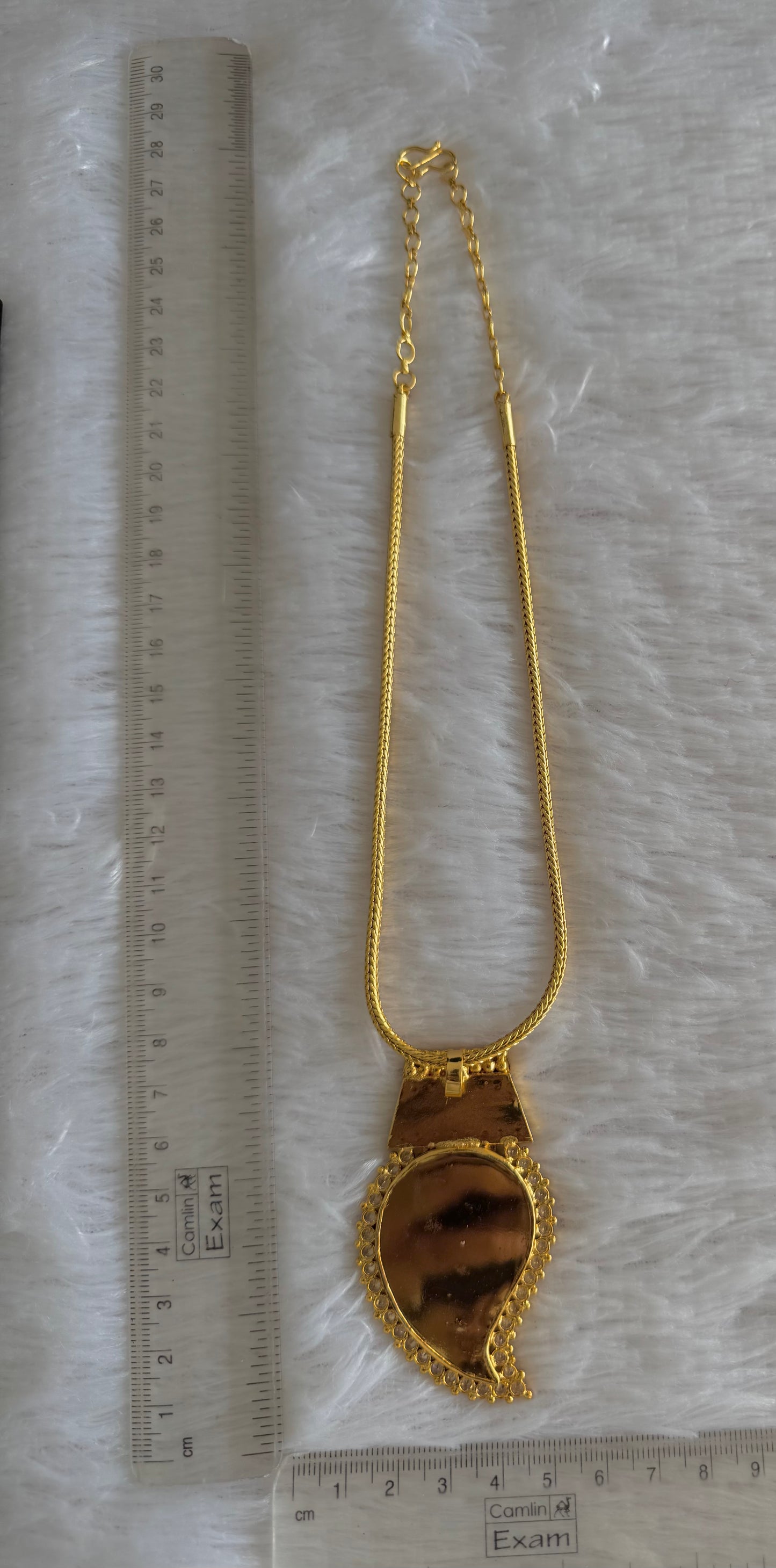 Gold tone red-white kerala style mango kodi necklace dj-51696
