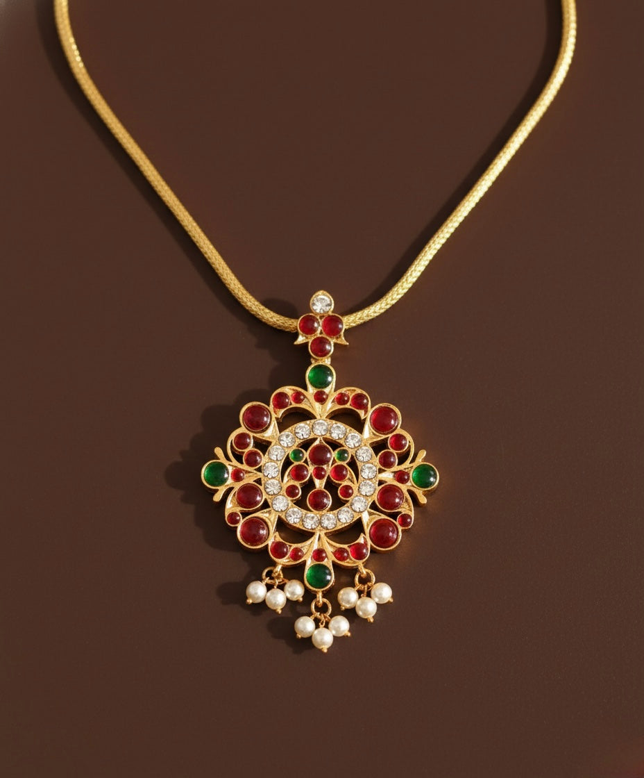 Gold tone semi precious kemp-green necklace dj-17522