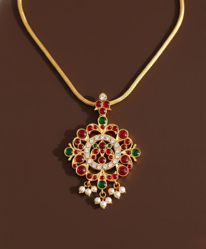Gold tone semi precious kemp-green necklace dj-17522