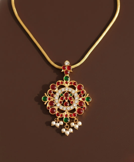 Gold tone semi precious kemp-green necklace dj-17522