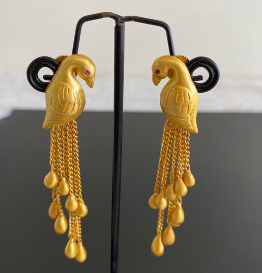 Matte finish peacock earrings dj-52933