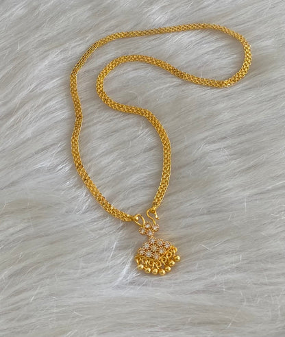 Gold tone 18 inches chain with white stone pathakkam pendant dj-54905
