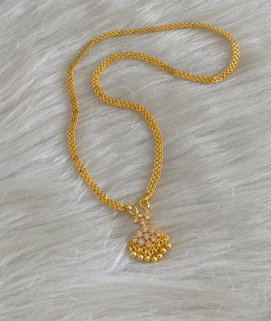 Gold tone 18 inches chain with white stone pathakkam pendant dj-54905