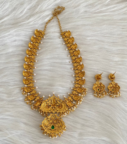 Gold look alike kundan jadau short haar set dj-54606