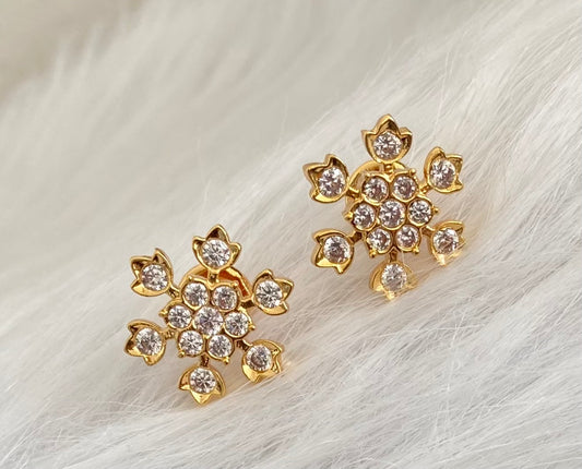 Gold tone AD white stone flower stud/earrings dj-53871