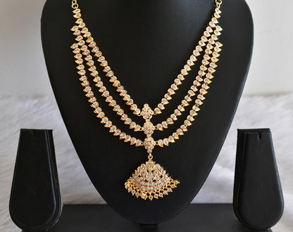Gold tone AD white south indian style mango layer necklace  dj-53337