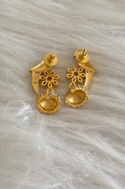 Gold tone pink-white stone kundan jadau bird jhumkka dj-54590