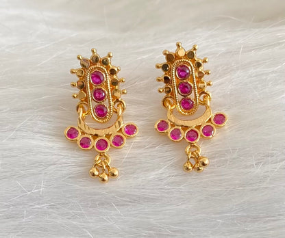 Gold tone pink stone earrings dj-53873