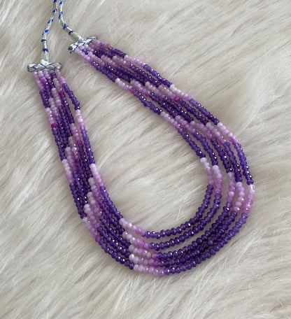 Purple colour agates beaded layered necklace dj-54960