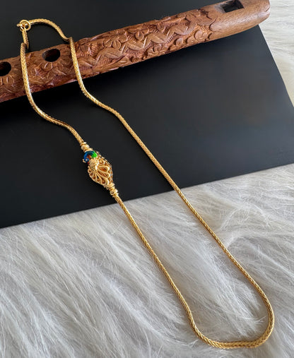 Gold tone 22 inches blue-green meenakari reversible peacock mugappu chain dj-51266