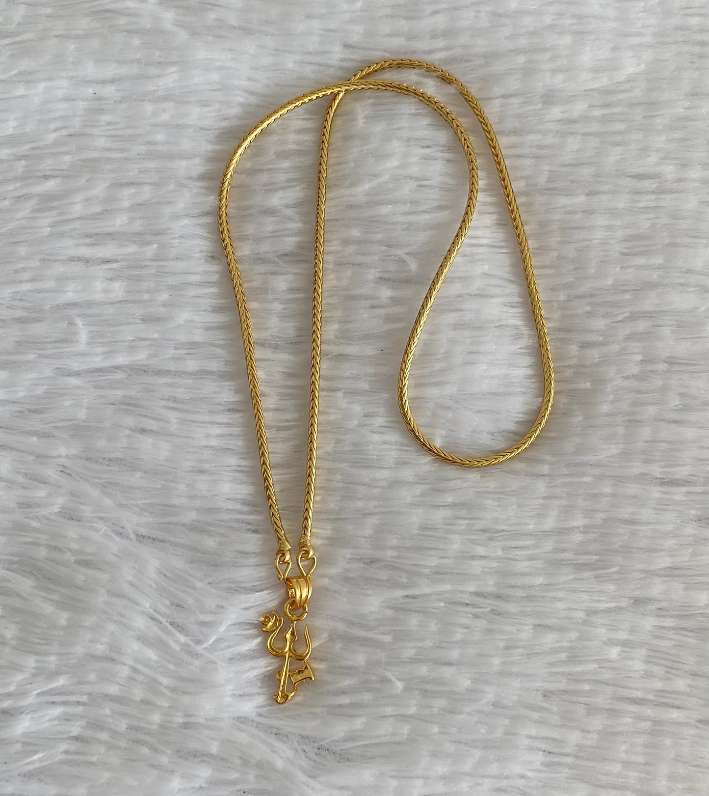 Gold tone 18 inches chain with trishul pendant dj-54391