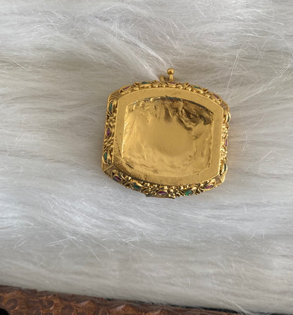 Antique gold tone kemp-green ma lakshmi kumkum box dj-54456