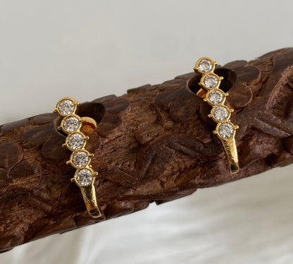 Gold tone AD white stone stud/earrings dj-53868