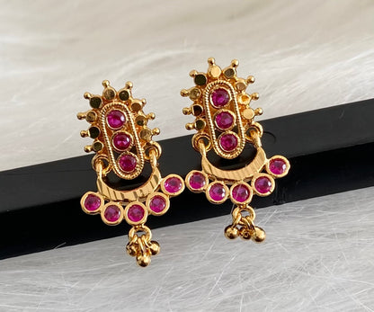 Gold tone pink stone earrings dj-53873