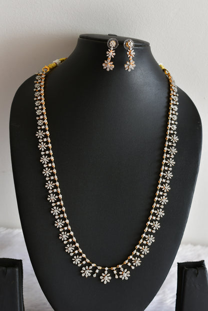 Two tone cz white flower haar set dj-51982